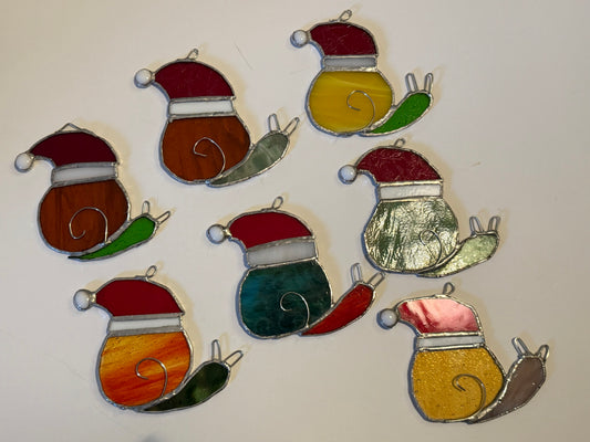 Stained Glass Santa Snails