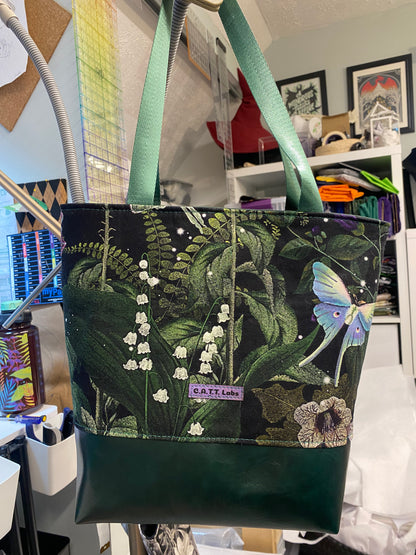 Green Floral Moth Tote