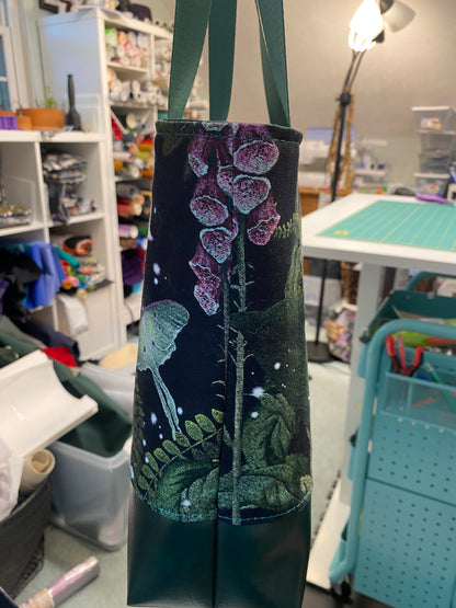 Green Floral Moth Tote